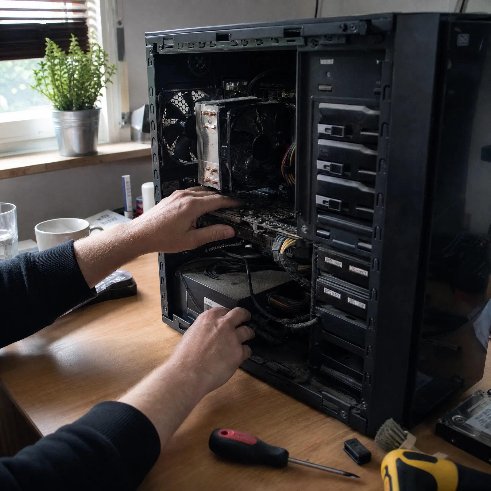Fehlersuche an einem geöffneten Computer